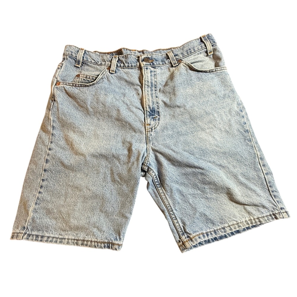 Levi 505 Denim Jean Shorts Mens 36 Blue Light Wash VTG 90s Made in USA Jorts